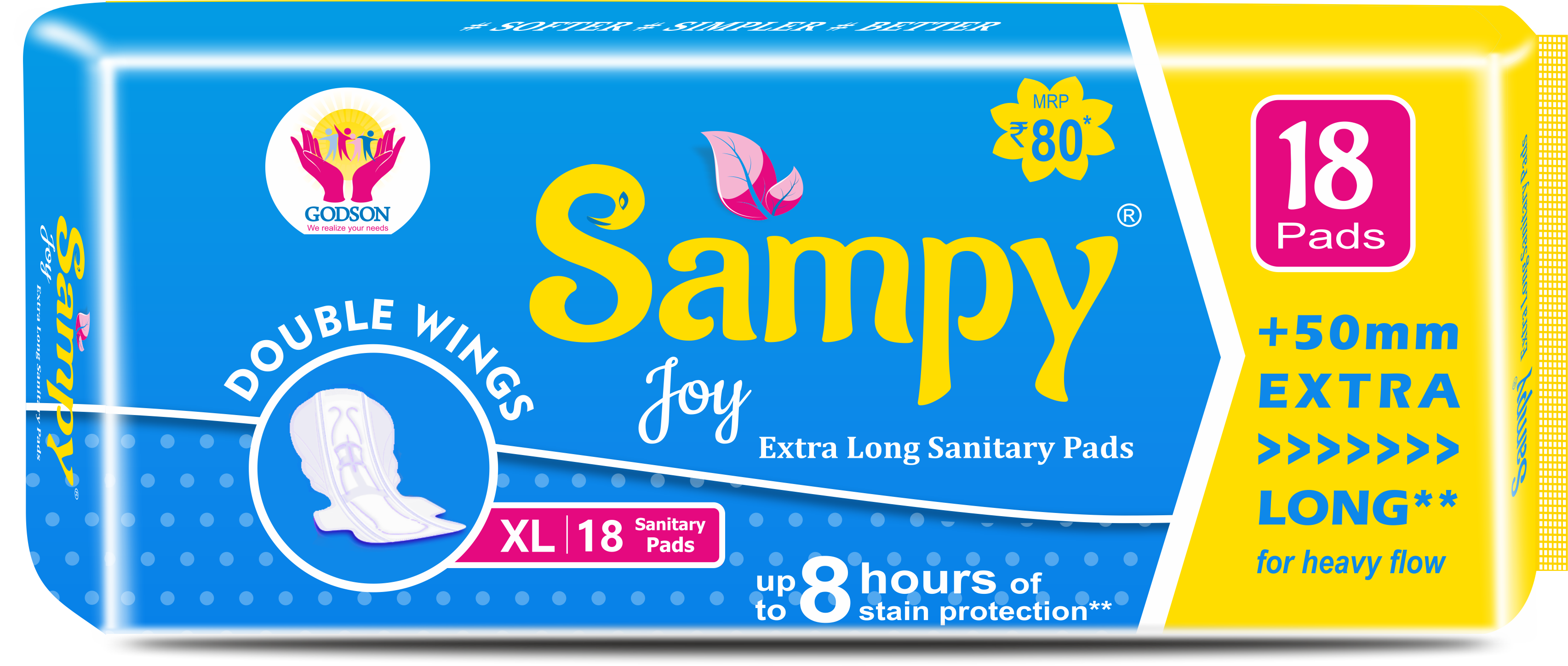 Sampy EXTRA LONG SANITARY PADS - XL - 18 Pcs